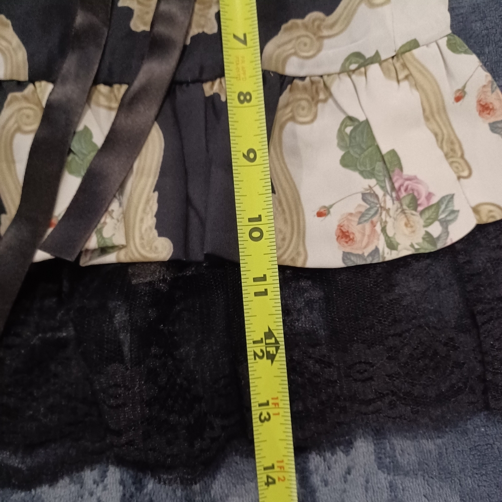 New UO Zemeta Renaissance Rose Lace Trim Floral Mini Skirt. - Picture 6 of 8